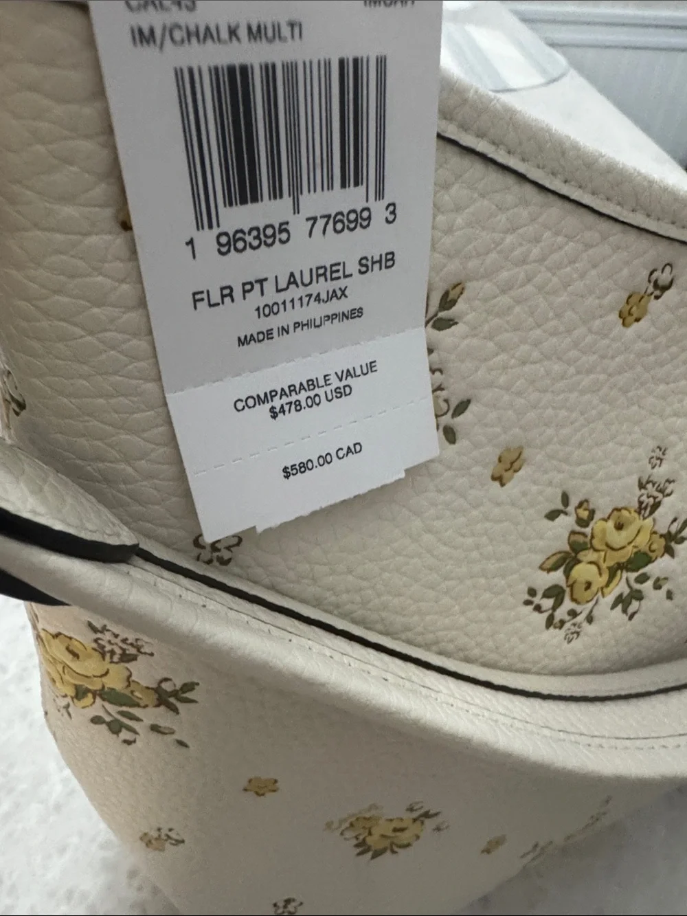 Coach Cream Crossbody with Yellow Floral Print and Gold Hardware